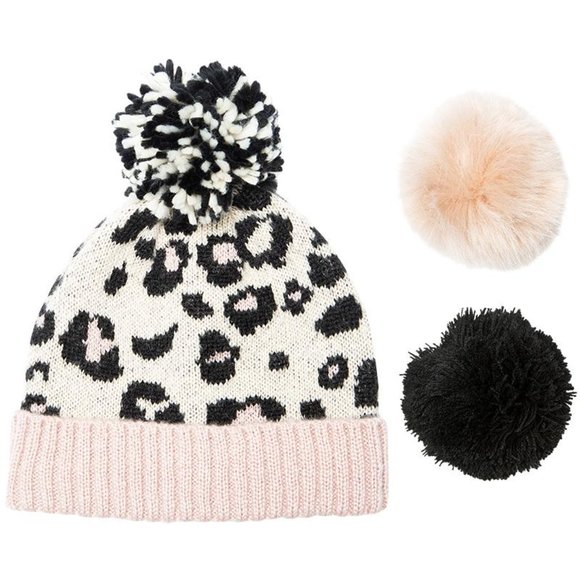 Multi Pom Leopard Beanie - Picture 2 of 8